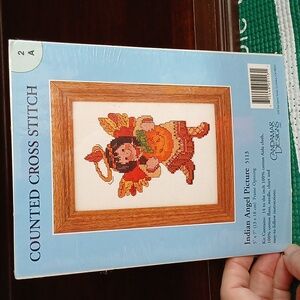 Candamar Cross Stitch Kit New Indian Angel 5113 Fall Thanksgiving Craft Hobby